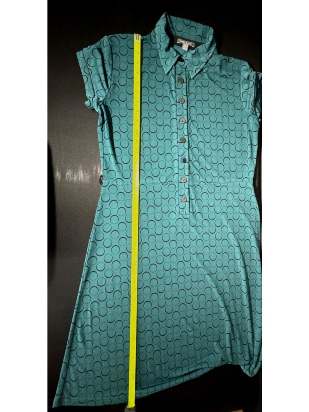 APT. 9 Teal Polka Dot Dress Y2K Women's Size PM Vintage Midi Waist Dress - Picture 13 of 14